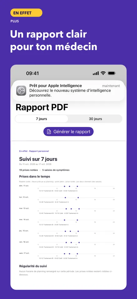 Capture fictive du rapport PDF, fonction Plus